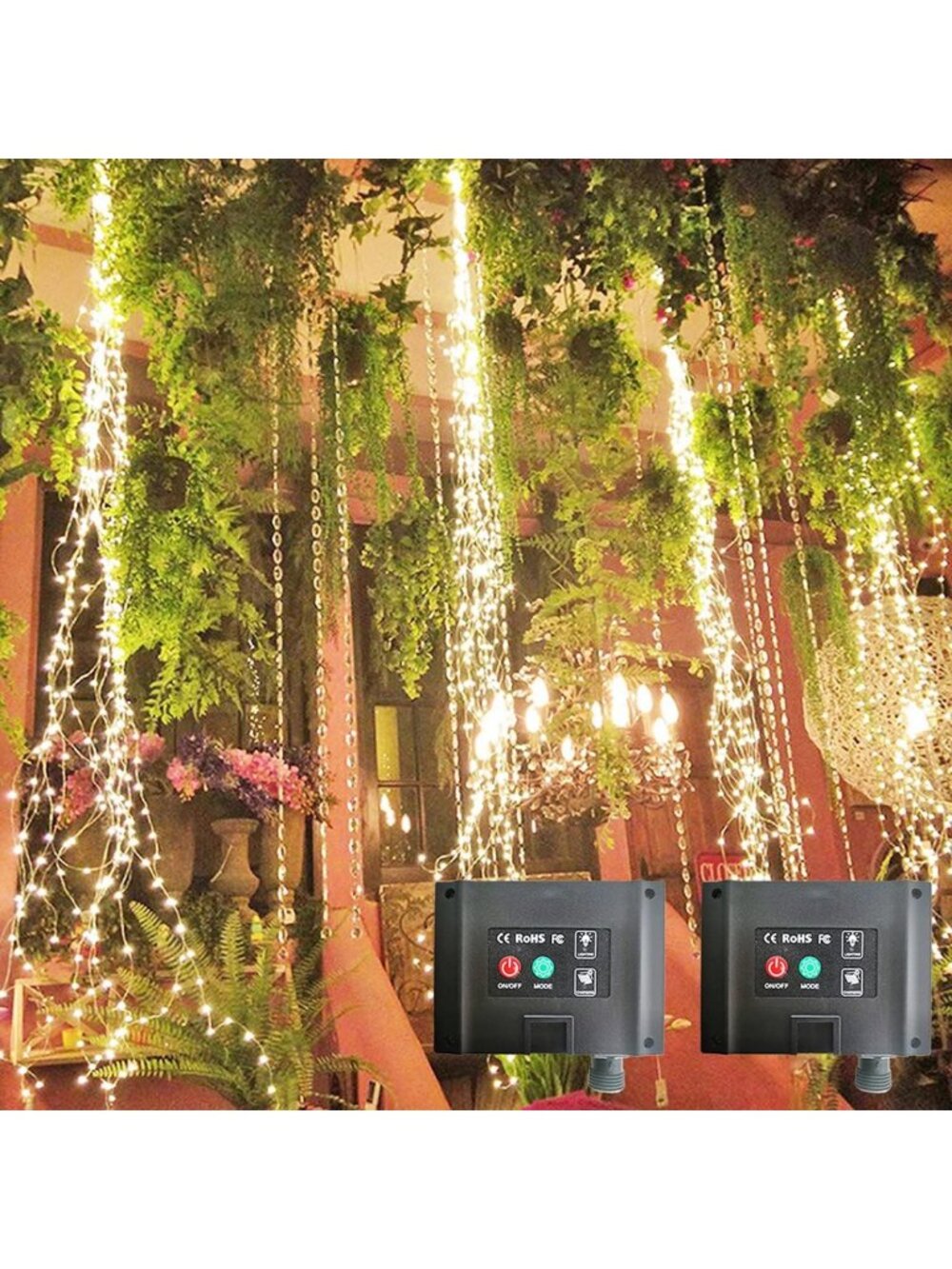 2 Pack 220 LED Fairy Bunch Lights, Waterproof Copper Wire, 8 Modes